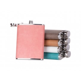 8oz/240ml Stainless Steel Flask with PU Cover (Pink)（10/pack）